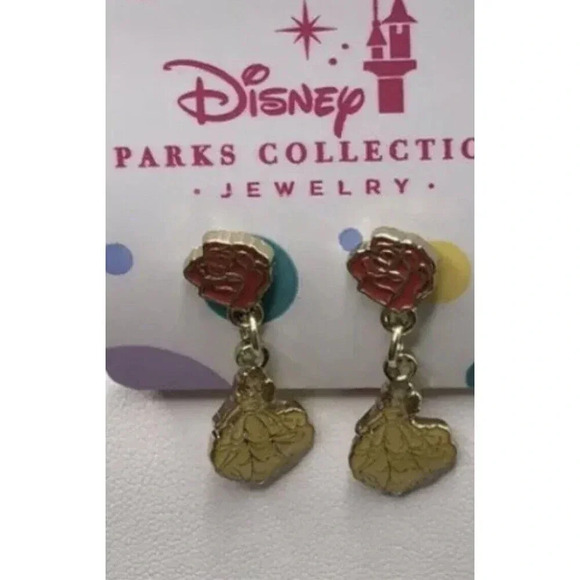 Disney Parks Collection Jewelry Belle Earrings and Necklace Set New w Tag New - Picture 3 of 4